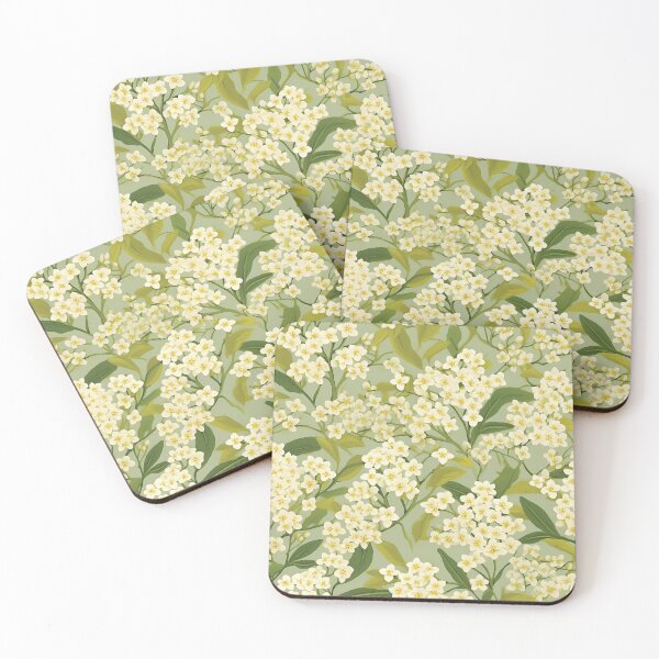 Item preview, Tiny White Flowers on Green designed and sold by Monochrome-Dog.