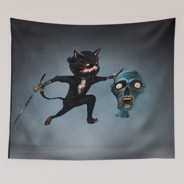 Item preview, Zombie killing ninja cat designed and sold by Glenbobagins.