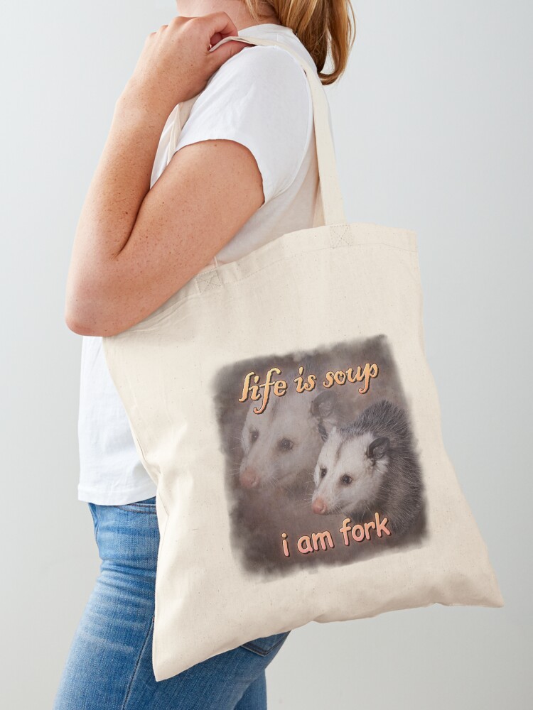 Life is soup, I am fork possum word art Magnet for Sale by snazzyseagull