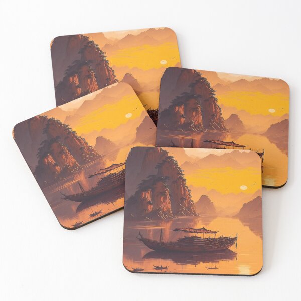 Item preview, Warm tranquil Japanese sunset scene designed and sold by AyrDigitalArt.