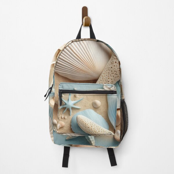 Item preview, Coastal blue  seashells and starfish on sand designed and sold by Inktown.