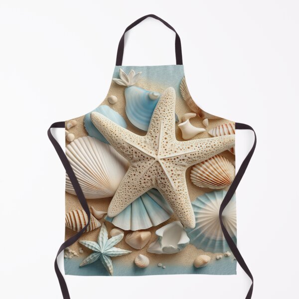 Item preview, Coastal blue seashells and starfish on sand designed and sold by Inktown.