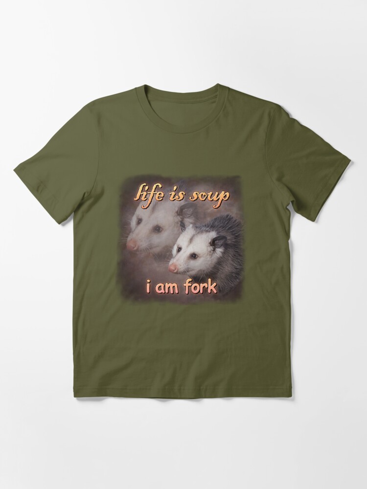 Life is soup, I am fork possum word art Sticker for Sale by snazzyseagull