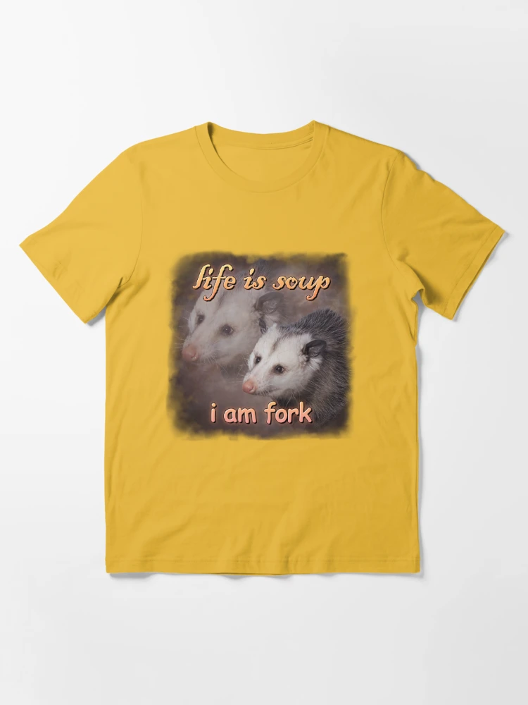 Life is soup, I am fork possum word art Sticker for Sale by snazzyseagull