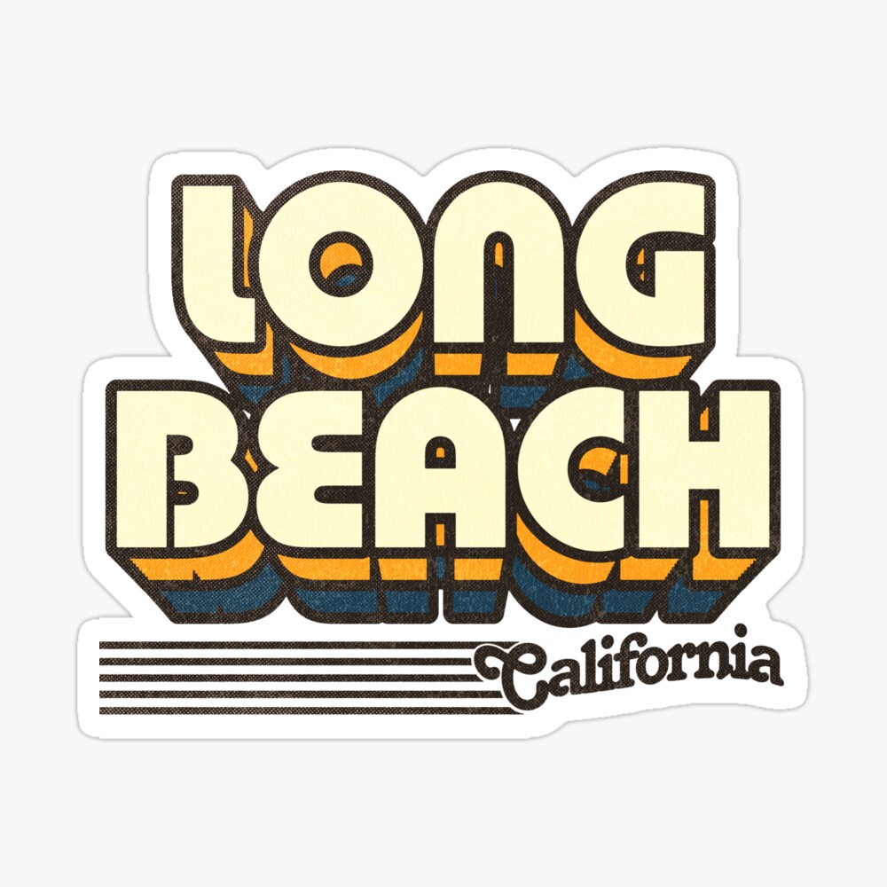 Long Beach, California | Retro Stripes Sticker