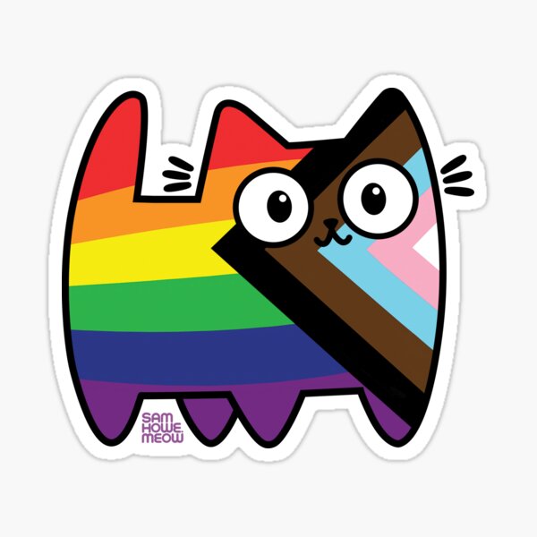 Item preview, Progress Pride Cat (new version) designed and sold by SamHoweMeow.
