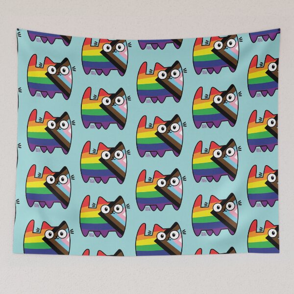 Item preview, Progress Pride Cat (new version) designed and sold by SamHoweMeow.