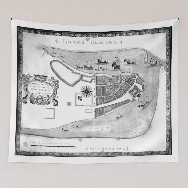Item preview, Historical Map of New York City (1664) BW designed and sold by BravuraMedia.