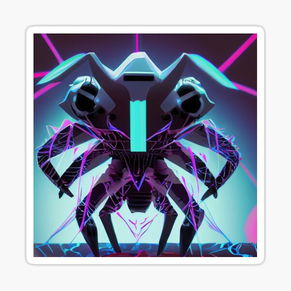 Neon Spider: Futuristic Robotic Spiderwave Merchandise Sticker