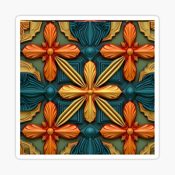 Artikel-Vorschau von Teal, Gold and Bronze Pattern With Flowers and Stars, designt und verkauft von MiracleROLArt.