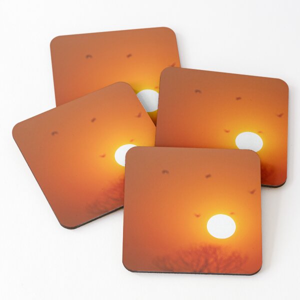 Item preview, Orange Sky Sun, Amidst Blurred Tree Silhouette and Soaring Bird. designed and sold by kstanvir.