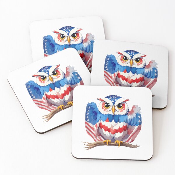 Item preview,   portrait of an owl in the colors of the American flag designed and sold by jkrphoto.
