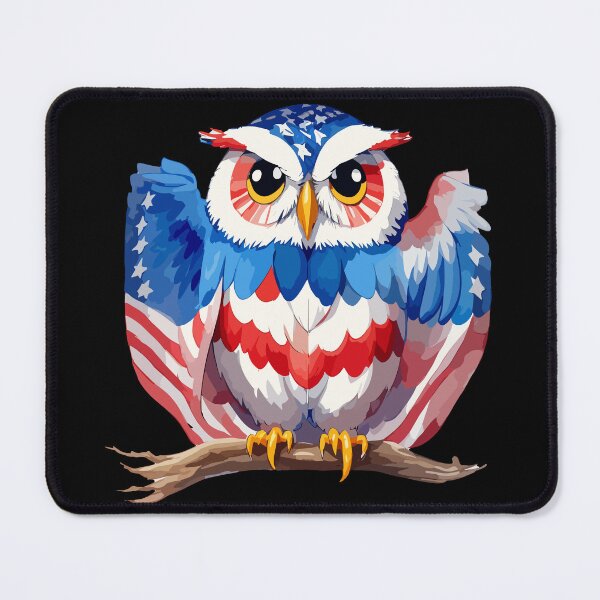 Item preview, portrait of an owl in the colors of the American flag designed and sold by jkrphoto.