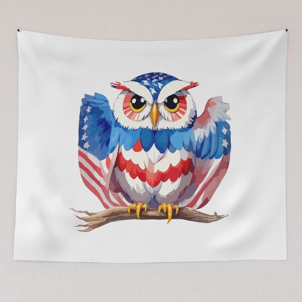 Item preview,   portrait of an owl in the colors of the American flag designed and sold by jkrphoto.