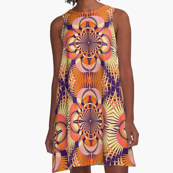 Orange and Purple Kaleidoscope A-Line Dress