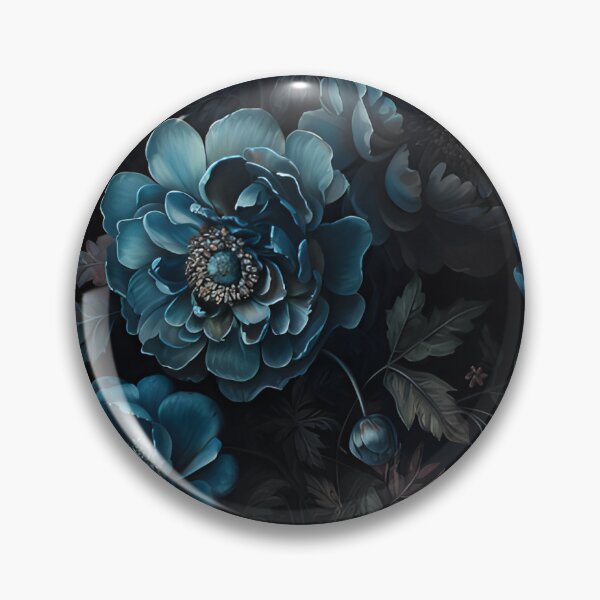 Item preview, Dark Victorian Floral Painting Blue Flowers Botanicals designed and sold by Becoming Corinne.