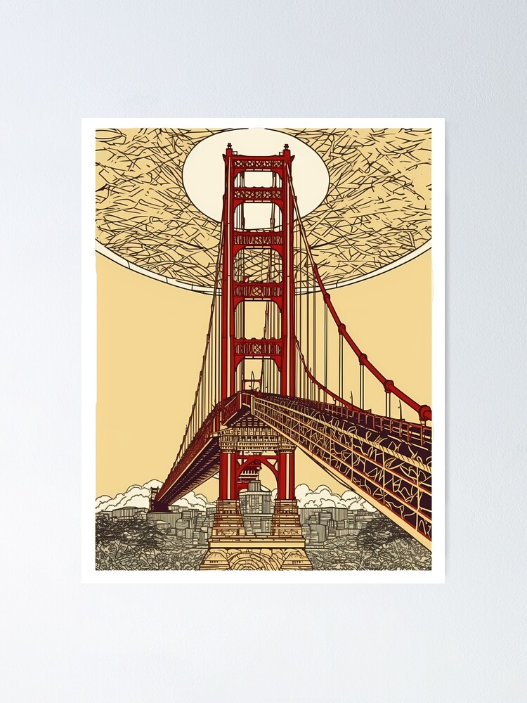 Ukiyo-E Style Golden Gate Bridge Graphic Tee | Japanese Art