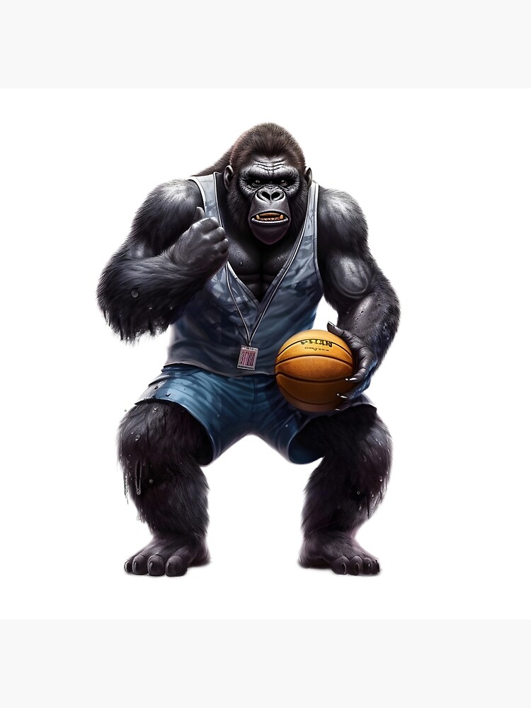 Gorilla Playing Basketball Sport Holding Ball Monkey  Art Print for Sale  by sparkzeno