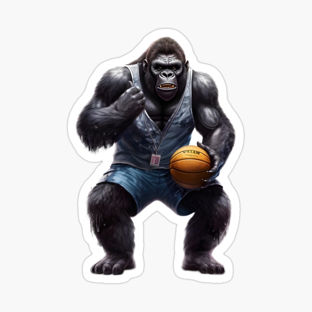 Gorilla Playing Basketball Sport Holding Ball Monkey  Poster for Sale by  sparkzeno