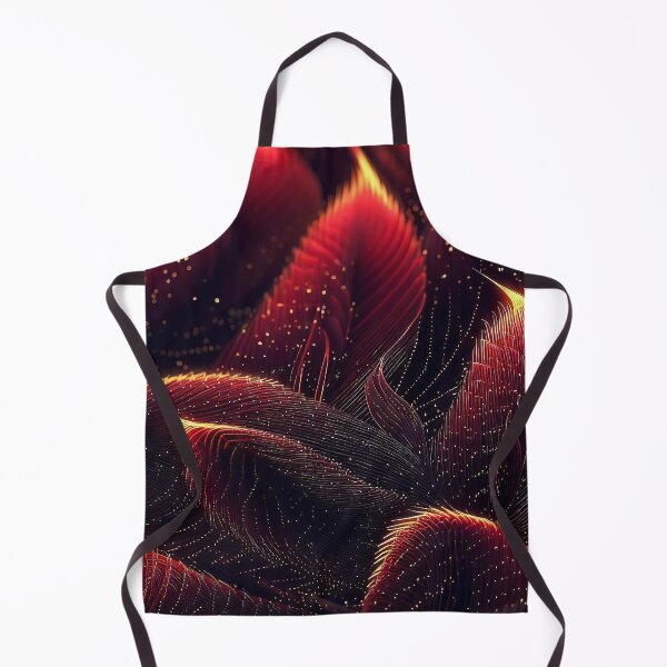 Item preview, Red and amber feather lines and dots on black background abstract pattern designed and sold by TomFrontierArt.