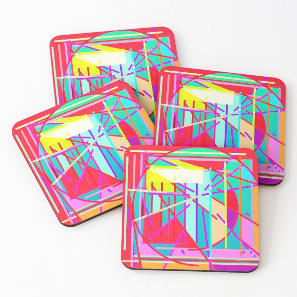 Item preview, Red Geometric Abstract Purple Green Lines Overlapping Triangles Spiral  designed and sold by Tanya Zevallos.
