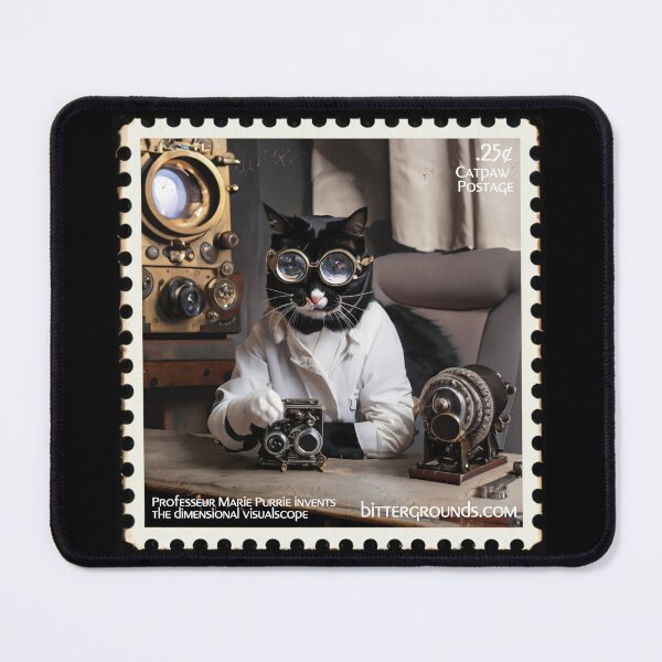 Item preview, Steampunk Cat Postage III - Honouring Cat Scientists - Professeur Marie Purrie designed and sold by BitterGrounds.