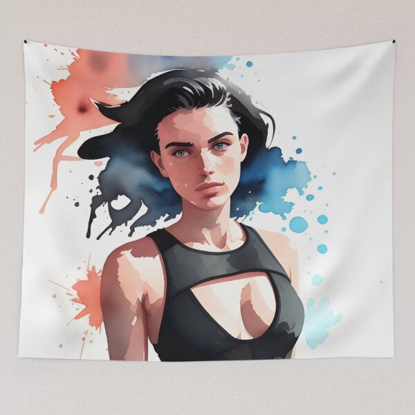 Item preview, Stunning Dark-Haired Woman in a Black Bathing Suit designed and sold by Erika V..