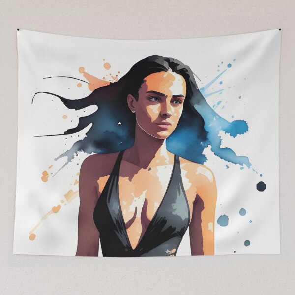 Item preview, Stunning Dark-Haired Woman in a Black Bathing Suit designed and sold by Erika V..