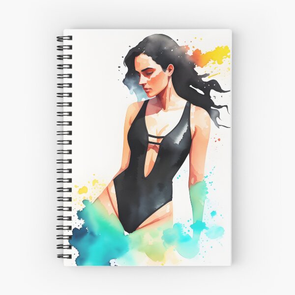 Item preview, Stunning Dark-Haired Woman in a Black Bathing Suit designed and sold by Erika V..
