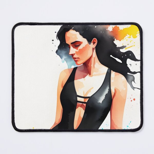 Item preview, Stunning Dark-Haired Woman in a Black Bathing Suit designed and sold by Erika V..