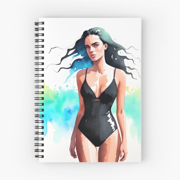 Item preview, Stunning Dark-Haired Woman in a Black Bathing Suit designed and sold by Erika V..