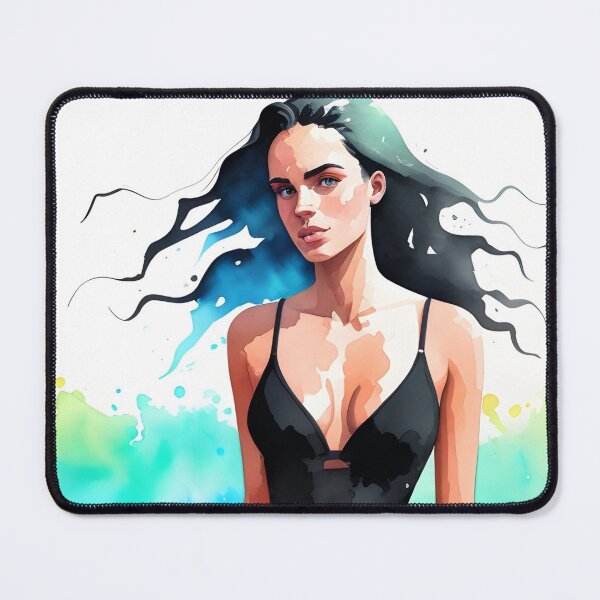 Item preview, Stunning Dark-Haired Woman in a Black Bathing Suit designed and sold by Erika V..
