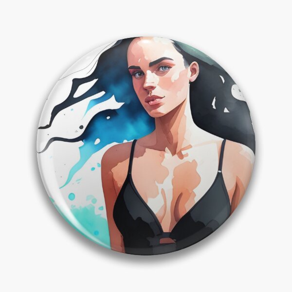 Item preview, Stunning Dark-Haired Woman in a Black Bathing Suit designed and sold by Erika V..