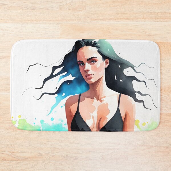Item preview, Stunning Dark-Haired Woman in a Black Bathing Suit designed and sold by Erika V..