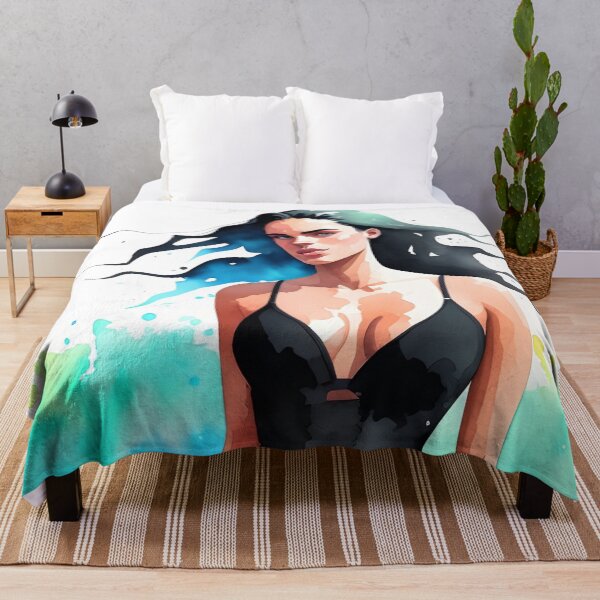 Item preview, Stunning Dark-Haired Woman in a Black Bathing Suit designed and sold by Erika V..