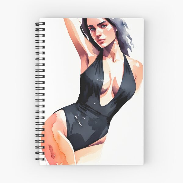 Item preview, Stunning Dark-Haired Woman in a Black Bathing Suit designed and sold by Erika V..