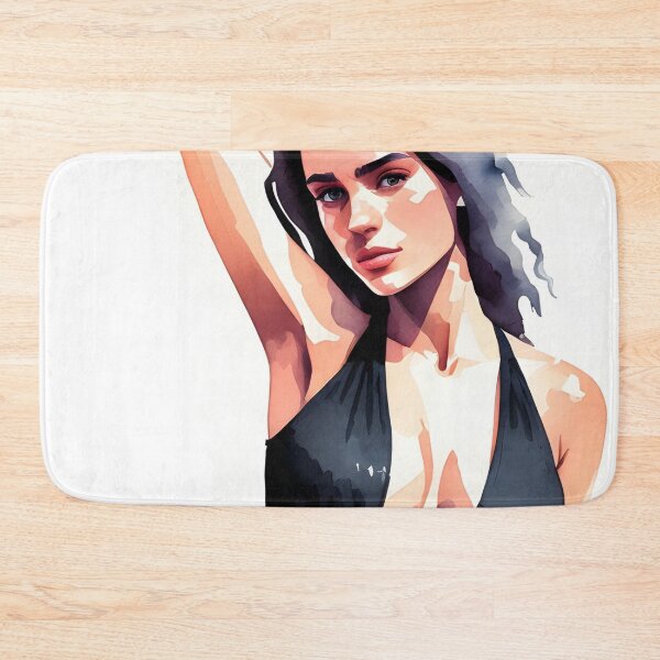 Item preview, Stunning Dark-Haired Woman in a Black Bathing Suit designed and sold by Erika V..