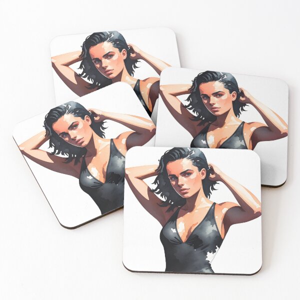 Item preview, Stunning Dark-Haired Woman in a Black Bathing Suit designed and sold by Erika V..