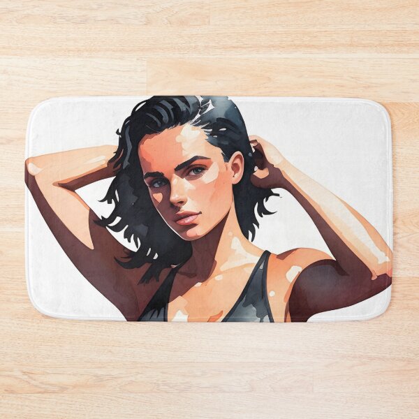 Item preview, Stunning Dark-Haired Woman in a Black Bathing Suit designed and sold by Erika V..