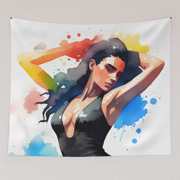 Item preview, Stunning Dark-Haired Woman in a Black Bathing Suit designed and sold by Erika V..