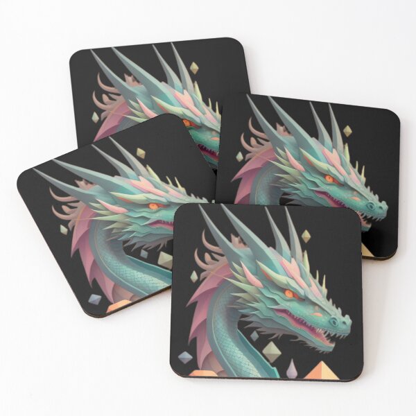 Item preview, Geometric Cyberpunk Dragon | Soft Pastel Neon designed and sold by FridayArtStudio.