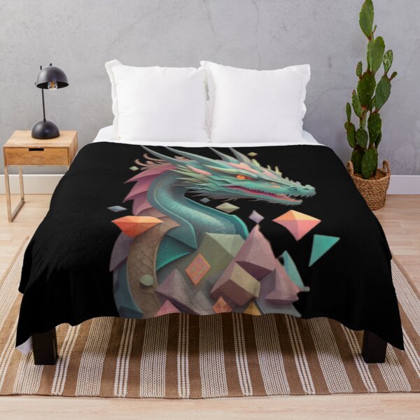 Item preview, Geometric Cyberpunk Dragon | Soft Pastel Neon designed and sold by FridayArtStudio.