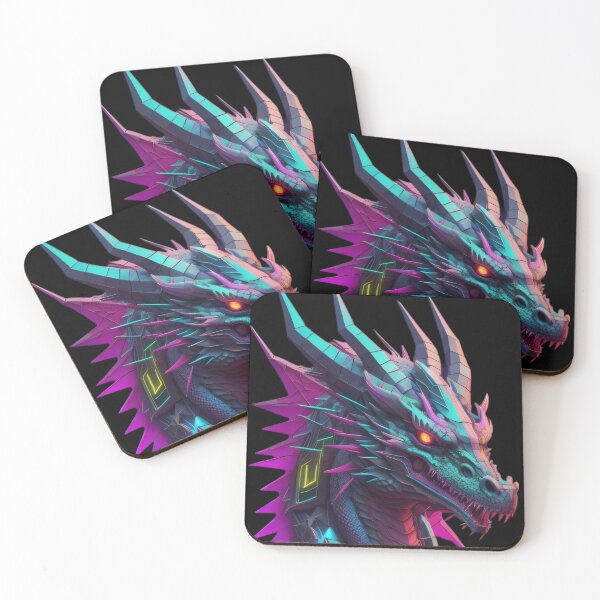 Item preview, Geometric Cyberpunk Dragon | Bright Neon Glow designed and sold by FridayArtStudio.