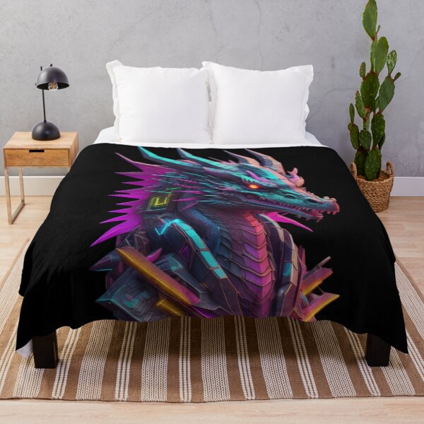 Item preview, Geometric Cyberpunk Dragon | Bright Neon Glow designed and sold by FridayArtStudio.