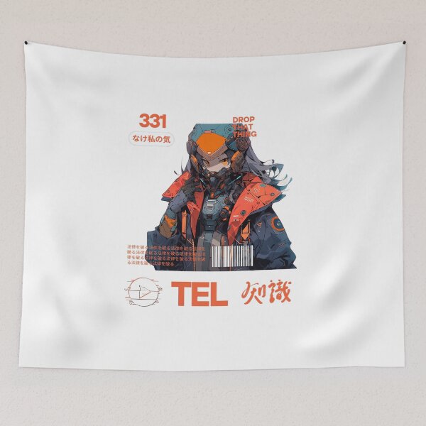 Item preview, orange cyberpunk anime girl designed and sold by karpuz-design.