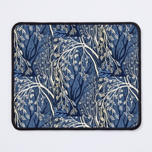 Item preview, Blue and white tree linograph folk art designed and sold by Earth Nature Creations.