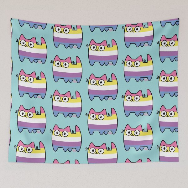 Item preview, Bigender Pride Cat (new version) designed and sold by SamHoweMeow.