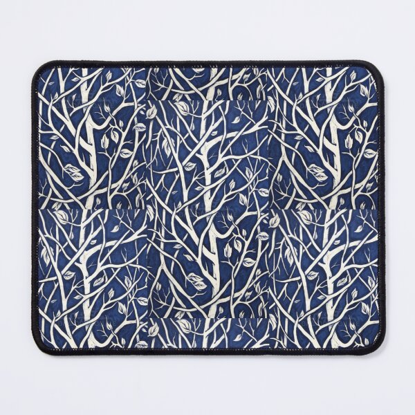 Item preview, Blue and white tree linograph folk art designed and sold by Earth Nature Creations.