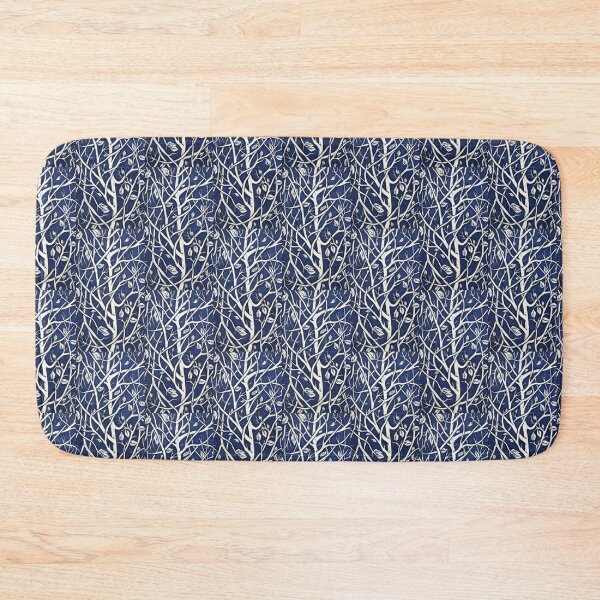 Item preview, Blue and white tree linograph folk art designed and sold by Earth Nature Creations.