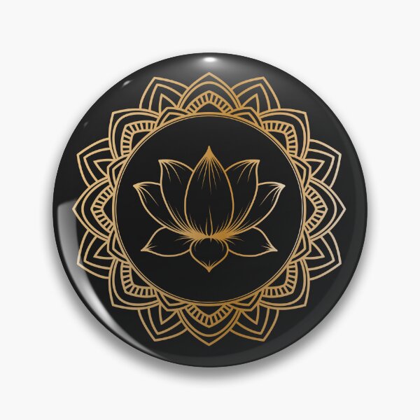 Artikelvorschau, Goldene heilige Lotusblume in einem verzierten runden Rahmen entworfen und verkauft von Viktoriia.